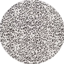 Kirklands Home Outdoor Rugs|Cauli Leopard Print Round Outdoor Rug, 5 ft. Black