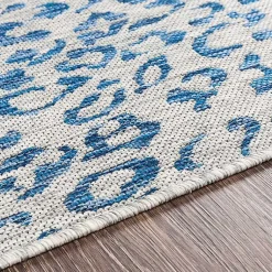 Kirklands Home Outdoor Rugs|Cauli Leopard Print Outdoor Rug, 8x12 Blue
