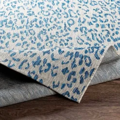 Kirklands Home Outdoor Rugs|Cauli Leopard Print Outdoor Rug, 7x7 Blue