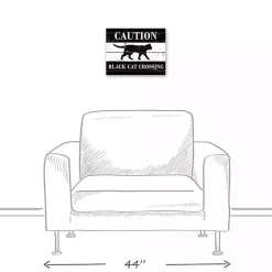 Online Caution Black Cat Crossing Halloween Canvas Print Halloween