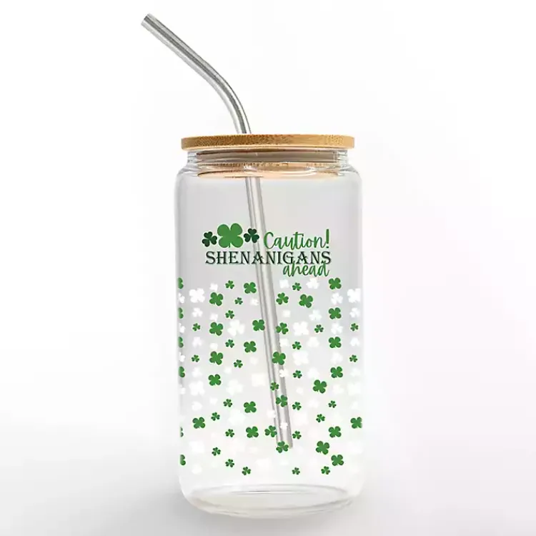 Best Caution Shenanigans Ahead Glass Tumbler St Patricks Day Decorations