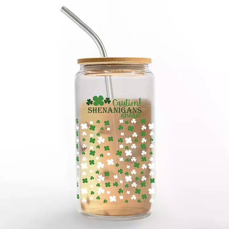 Best Caution Shenanigans Ahead Glass Tumbler St Patricks Day Decorations