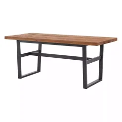 Kirklands Home Dining Tables|Cedar Wood and Black Metal Dining Table Brown