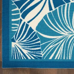 Kirklands Home Outdoor Rugs|Cerulean Botanical Shells Outdoor Area Rug, 5x7