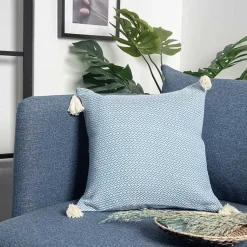 Outlet Cerulean Chevron Organic Cotton Throw Pillow Pillows