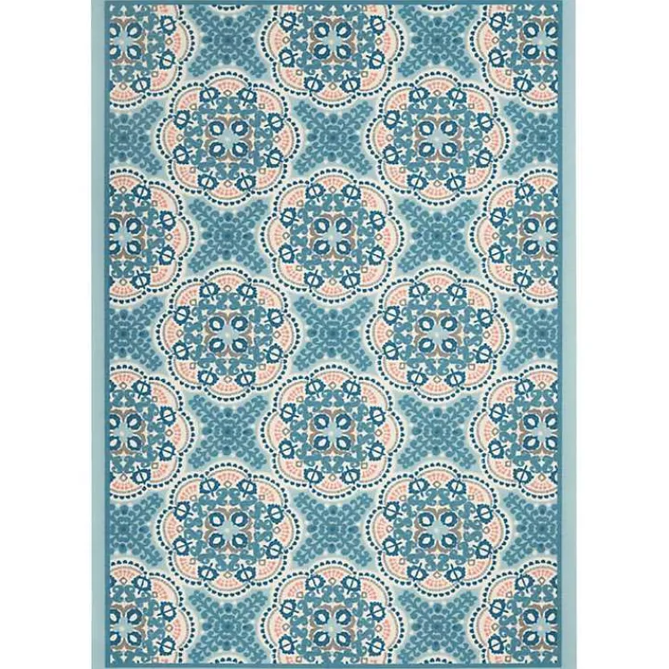 Kirklands Home Outdoor Rugs|Cerulean Medallion Outdoor Area Rug, 5x7