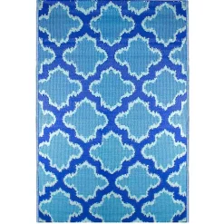 Kirklands Home Outdoor Rugs|Cerulean Quatrefoil Outdoor Area Rug, 4x6