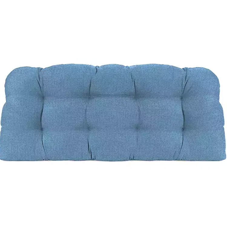 Kirklands Home Outdoor Cushions & Pillows|Chambray French Outdoor Wicker Settee Cushion Blue