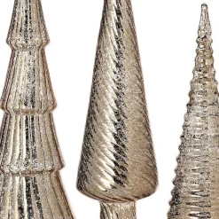 Discount Champagne Mercury Glass Christmas Trees, Set of 3 Christmas Decorations