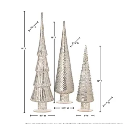 Discount Champagne Mercury Glass Christmas Trees, Set of 3 Christmas Decorations