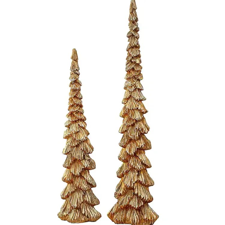 Discount Champagne Winter Forest Trees, Set of 2 Christmas Decorations
