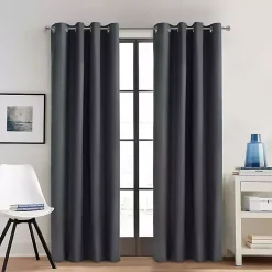 Kirklands Home Curtains & Drapes|Charcoal Alpine Blackout Curtain Panel, 84 in. Gray