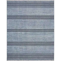 Kirklands Home Area Rugs|Charcoal and Blue Stripes Fringe Area Rug, 7x10