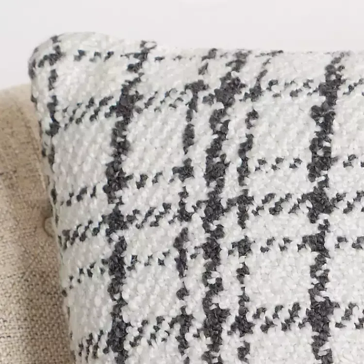 Sale Charcoal and White Boucle Plaid Pillow Pillows