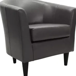 Kirklands Home Accent Chairs|Charcoal Faux Leather Winslow Accent Chair Gray