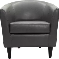 Kirklands Home Accent Chairs|Charcoal Faux Leather Winslow Accent Chair Gray