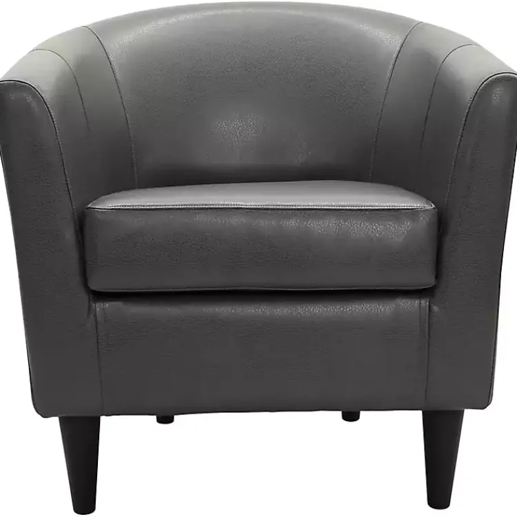 Kirklands Home Accent Chairs|Charcoal Faux Leather Winslow Accent Chair Gray