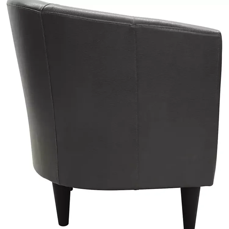 Kirklands Home Accent Chairs|Charcoal Faux Leather Winslow Accent Chair Gray