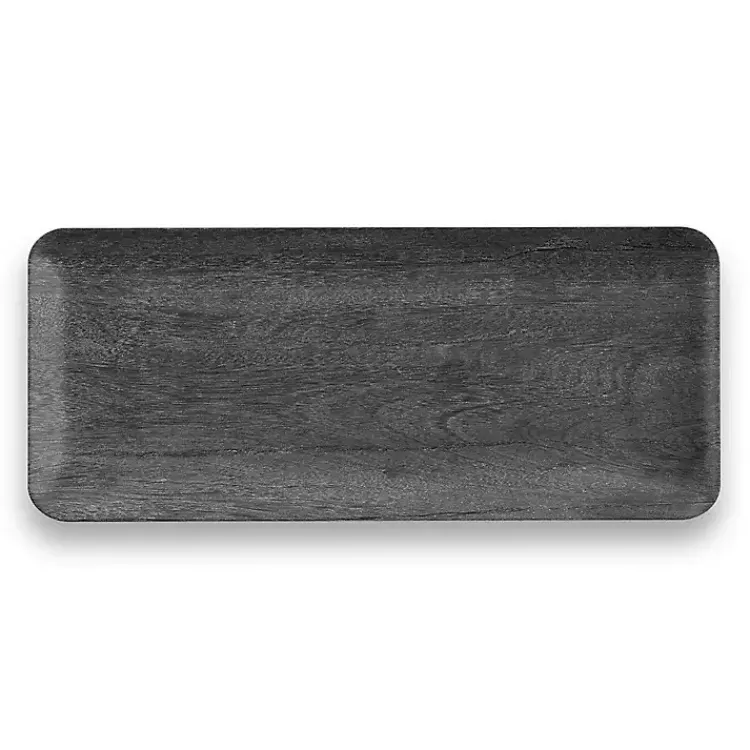 Kirklands Home Outdoor Dining|Charcoal Faux Wood Melamine Serving Tray Gray