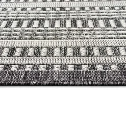 Kirklands Home Outdoor Rugs|Charcoal Linear Macy Indoor/Outdoor Area Rug, 6x9 Black