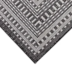 Kirklands Home Outdoor Rugs|Charcoal Linear Macy Indoor/Outdoor Area Rug, 7x9 Black
