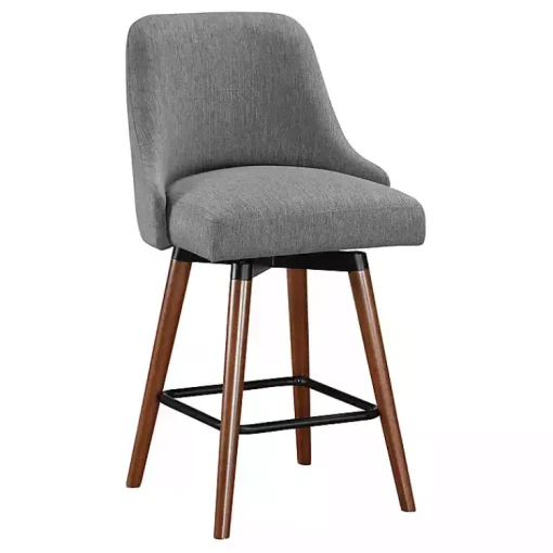 Kirklands Home Bar Stools & Counter Height Stools|Charcoal Mid-Century Modern Swivel Counter Stool Gray