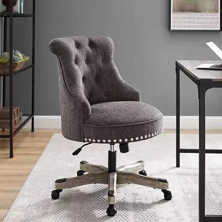 Kirklands Home Office Furniture|Charcoal Miller Tufted Office Chair Gray