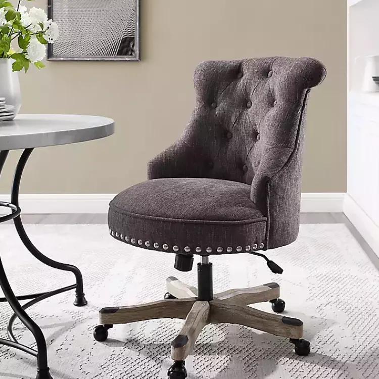 Kirklands Home Office Furniture|Charcoal Miller Tufted Office Chair Gray