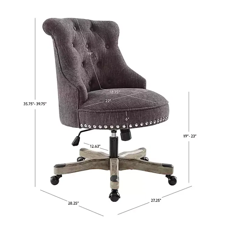 Kirklands Home Office Furniture|Charcoal Miller Tufted Office Chair Gray