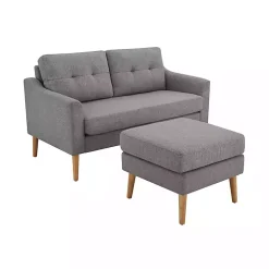 Kirklands Home Sofas & Loveseats|Charcoal 2-pc. Loveseat & Ottoman Set Gray