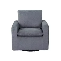 Kirklands Home Accent Chairs|Charcoal Sherpa Peri Swivel Armchair Gray