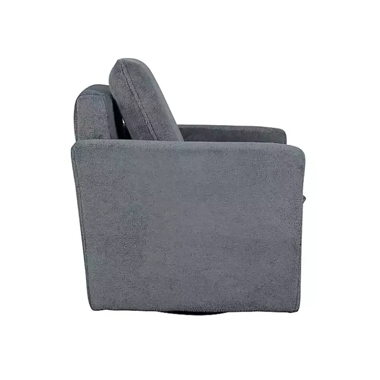 Kirklands Home Accent Chairs|Charcoal Sherpa Peri Swivel Armchair Gray