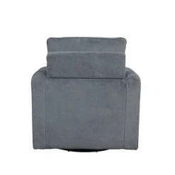 Kirklands Home Accent Chairs|Charcoal Sherpa Peri Swivel Armchair Gray