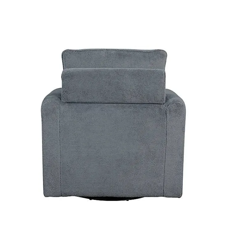 Kirklands Home Accent Chairs|Charcoal Sherpa Peri Swivel Armchair Gray