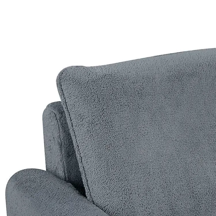 Kirklands Home Accent Chairs|Charcoal Sherpa Peri Swivel Armchair Gray