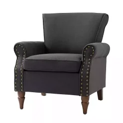 Kirklands Home Accent Chairs|Charcoal Upholstered Henry Armchair Gray