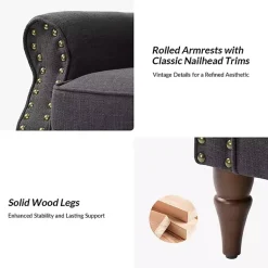 Kirklands Home Accent Chairs|Charcoal Upholstered Henry Armchair Gray