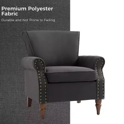 Kirklands Home Accent Chairs|Charcoal Upholstered Henry Armchair Gray