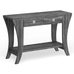 Kirklands Home Console Tables|Charcoal Wood 2-Drawer Console Table Gray
