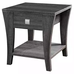Kirklands Home Accent & End Tables|Charcoal Wood Single Drawer Side Table Gray