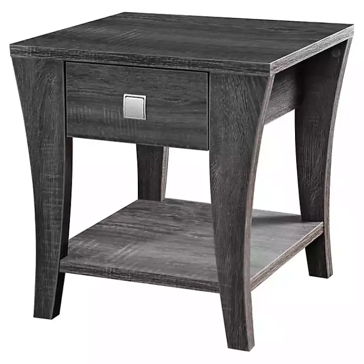 Kirklands Home Accent & End Tables|Charcoal Wood Single Drawer Side Table Gray