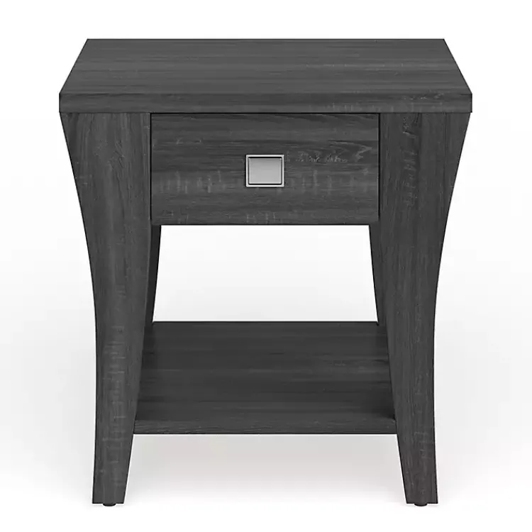 Kirklands Home Accent & End Tables|Charcoal Wood Single Drawer Side Table Gray