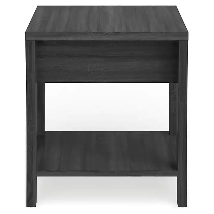 Kirklands Home Accent & End Tables|Charcoal Wood Single Drawer Side Table Gray