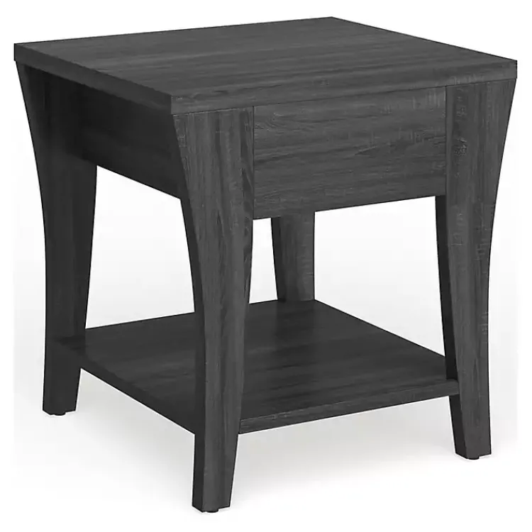 Kirklands Home Accent & End Tables|Charcoal Wood Single Drawer Side Table Gray