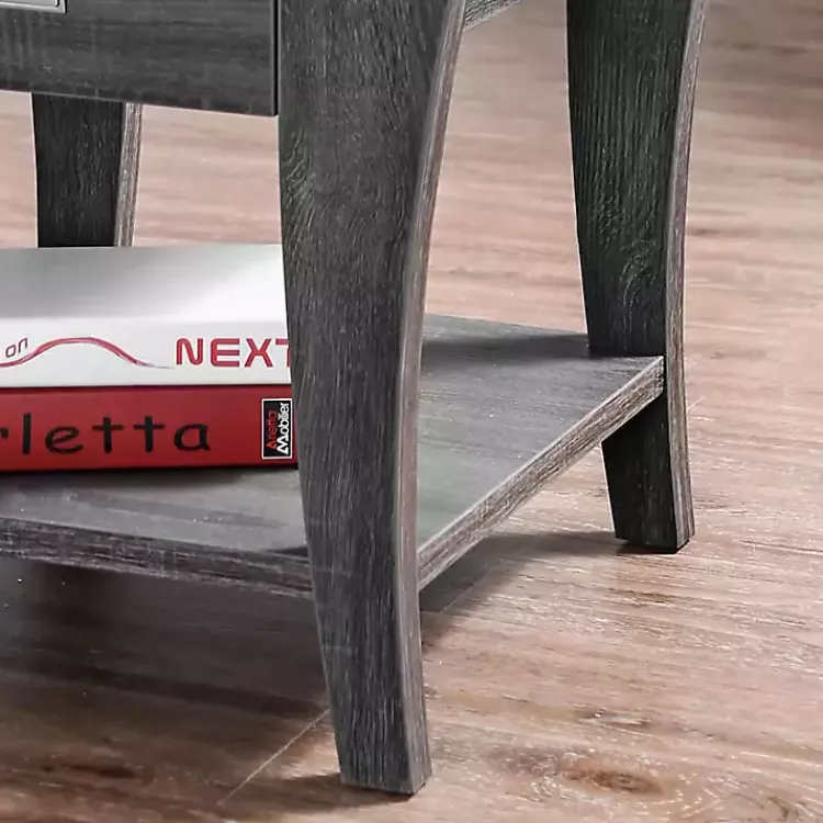 Kirklands Home Accent & End Tables|Charcoal Wood Single Drawer Side Table Gray