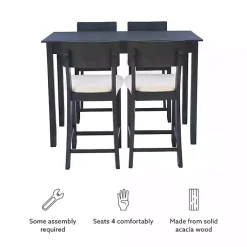 Kirklands Home Dining Sets|Charcoal Wood Upholstered 5-pc. Dining Set Gray