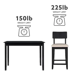 Kirklands Home Dining Sets|Charcoal Wood Upholstered 5-pc. Dining Set Gray