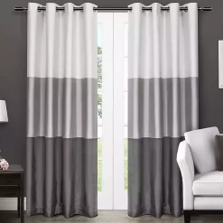 Kirklands Home Curtains & Drapes|Chateau Stripe Curtain Panel Set, 96 in. Black
