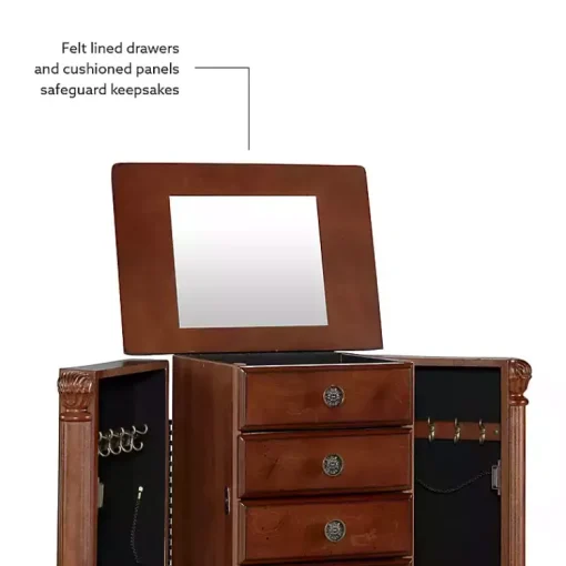 Kirklands Home Dressers & Chests|Cherry 5-Drawer Ollie Petite Jewelry Armoire Brown