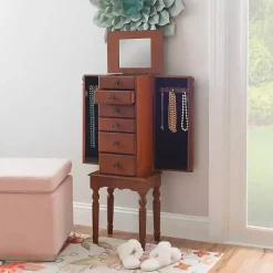 Kirklands Home Dressers & Chests|Cherry 5-Drawer Ollie Petite Jewelry Armoire Brown